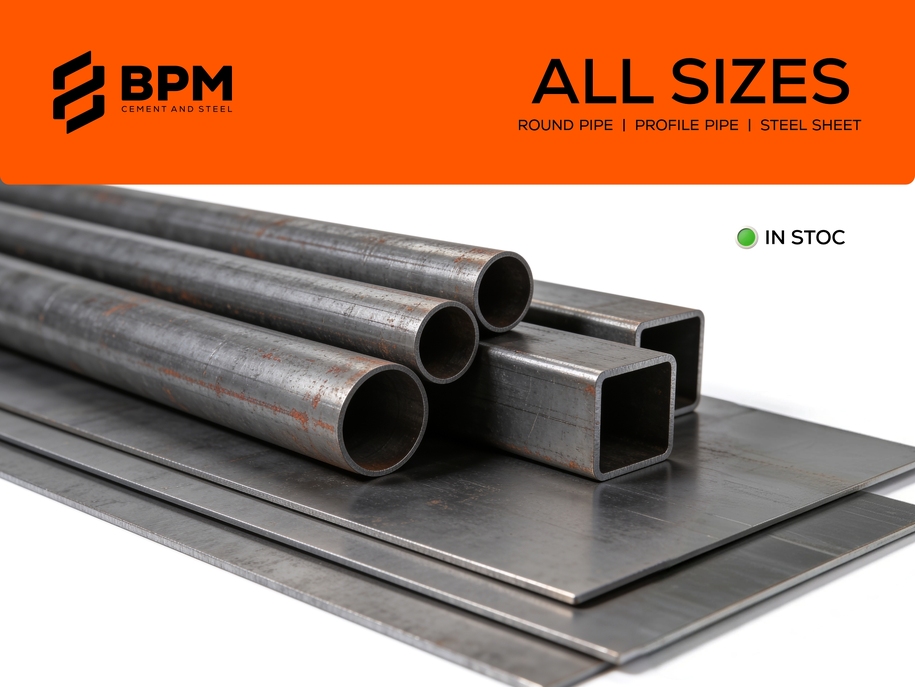 Round pipe, profile pipe and steel sheet in stock at BPM. Call and collect.